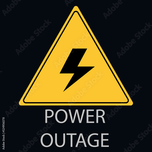 power outage blackout sign yellow triangle lightning electricity
