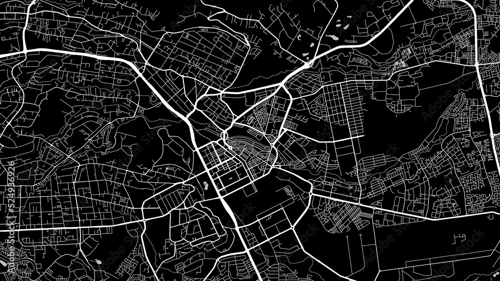 Vector map of Nairobi city. Urban grayscale poster. Road map with metropolitan city area view.