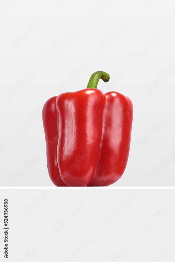 fresh red bell pepper, mexican ingredient on minimalistic white background fresh red bell pepper, mexican ingredient on minimalistic white background