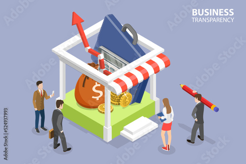 3D Isometric Flat Vector Conceptual Illustration of Business Transparency, Anti Corruption Strategy