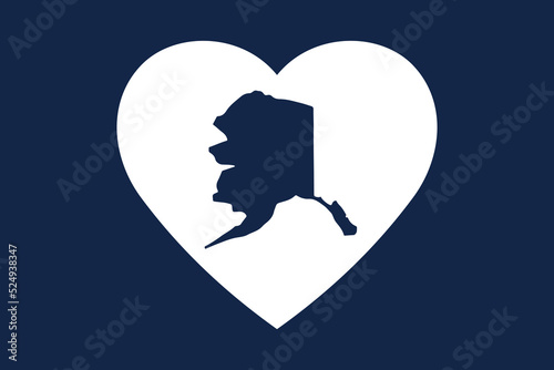 Patriotic heart symbol. US American state inside the heart shape.