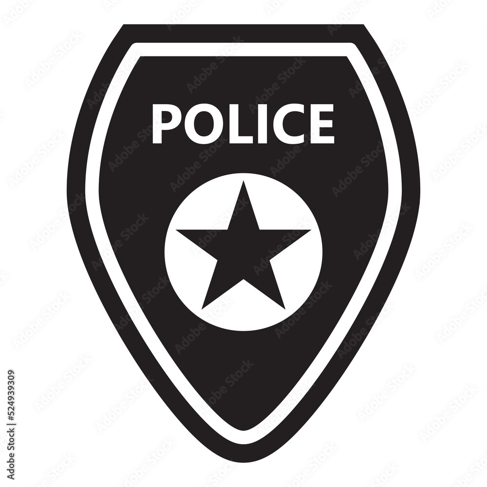 Police badge.Law icon.Justice sign.Sheriff star emblem.Isolated on white background. Vector flat illustration. Police badge.Law icon.Justice sign.Sheriff star emblem.Isolated on white background. Vector flat illustration.