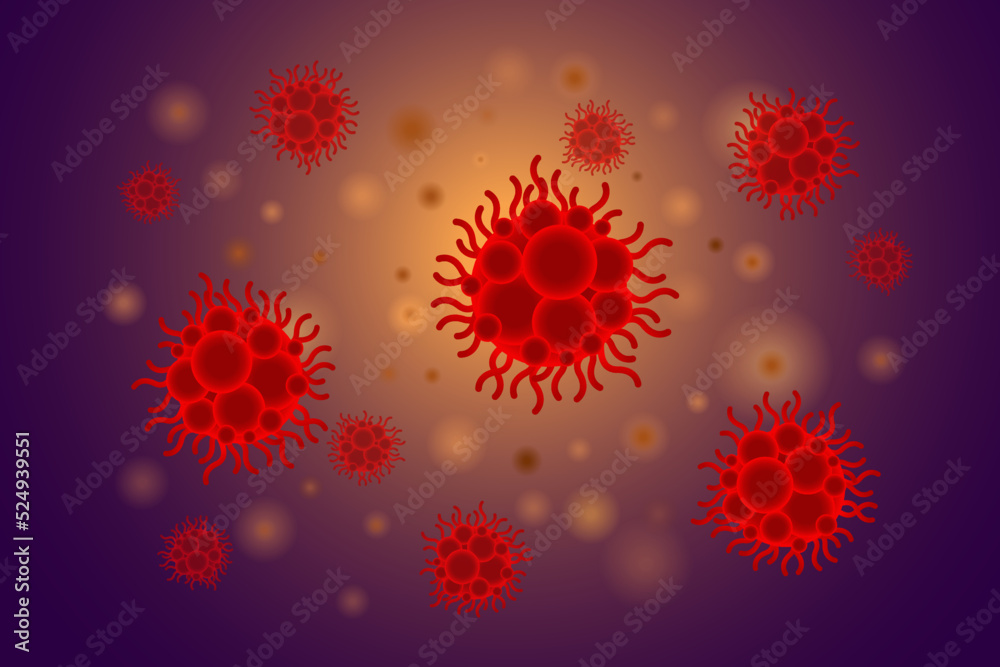 Virus infection cells for medical concept. Monkeypox vector background. Design for microbiology banner, web, landing page
