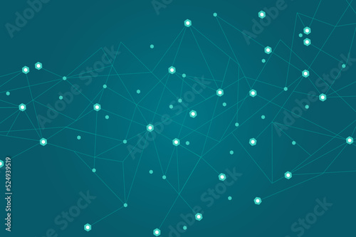 Network abstract connection isolated on turquoise background. Network technology background with dots and lines. Ai background. Modern abstract concept. Ai background vector, network technology