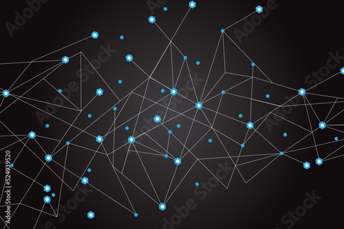 Network abstract connection isolated on black background. Network technology background with dots and lines. Ai background. Modern abstract concept. Ai background vector, network technology