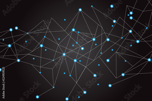 Network abstract connection isolated on black background. Network technology background with dots and lines. Ai background. Modern abstract concept. Ai background vector, network technology