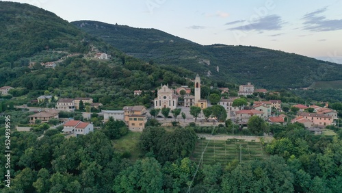 aerial photo with mountain landscape drone