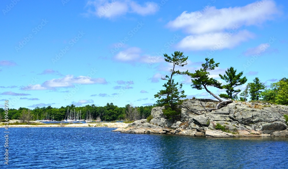 Scenic Islands and Pine trees in Georgian Bay Ontario Canada Scenic Islands and Pine trees in Georgian Bay Ontario Canada