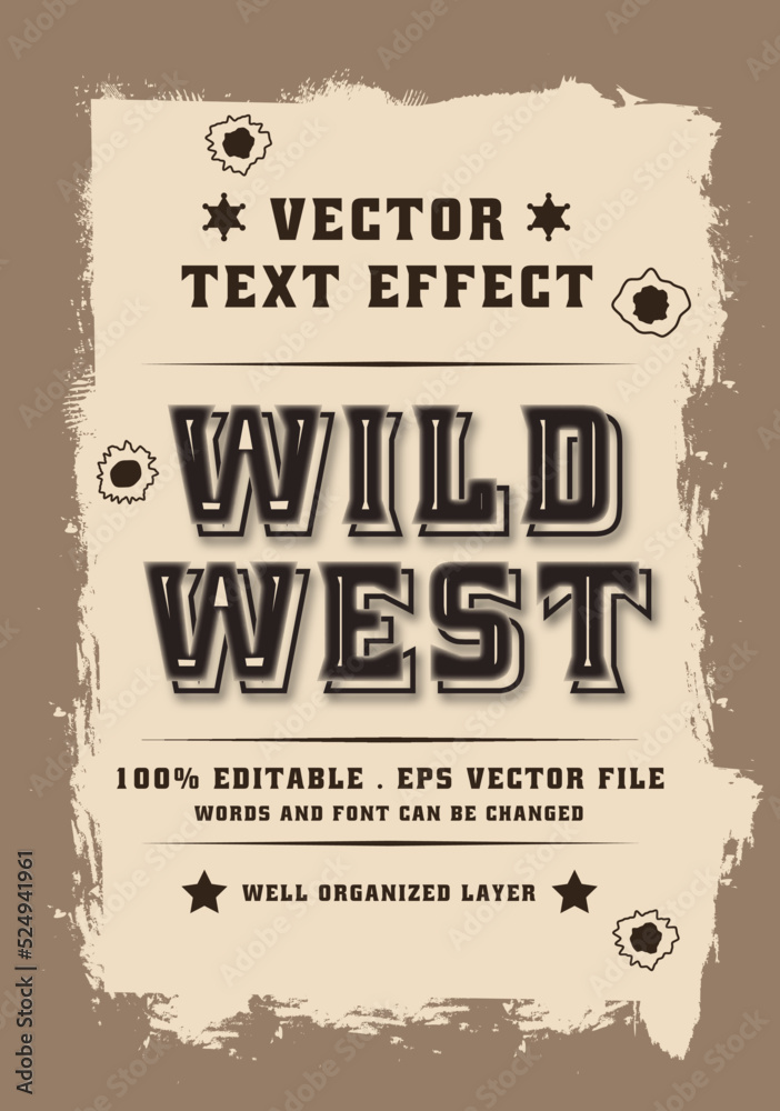 Wild west editable text effect