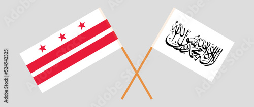 Crossed flags of the District of Columbia and Taliban. Official colors. Correct proportion
