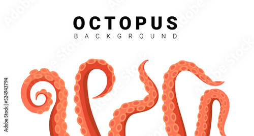 Octopus tentacle vector giant illustration monster sea creature. Octopus tentacle squid ocean icon