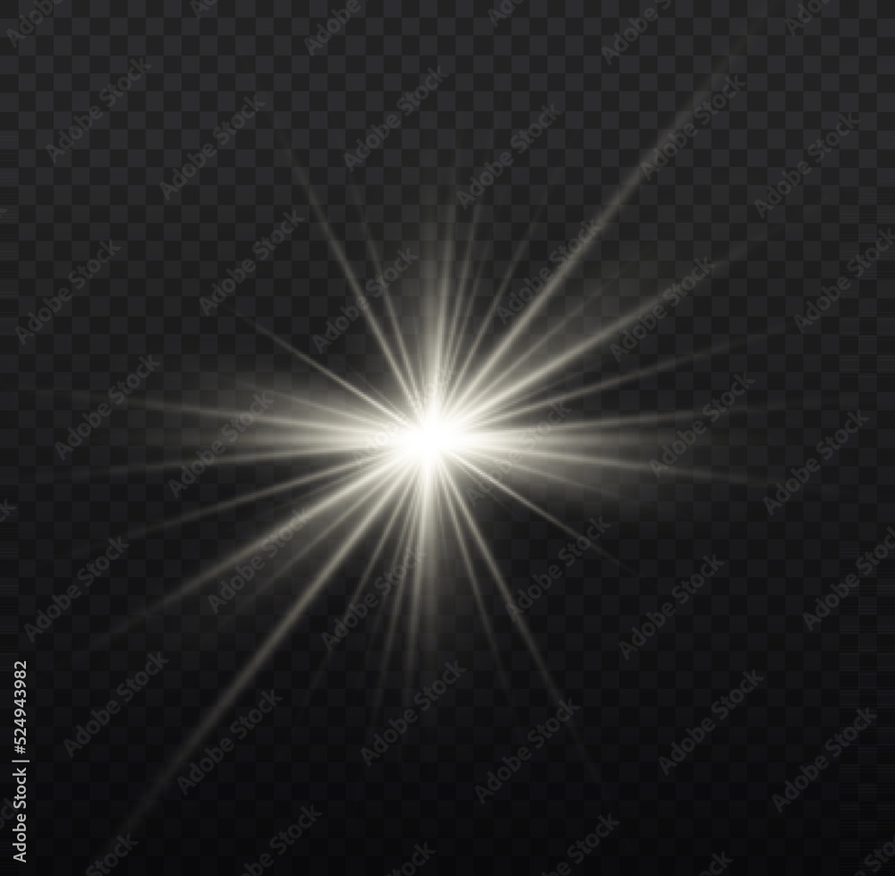 Glowing white lights, star sparkl, sun light lens
