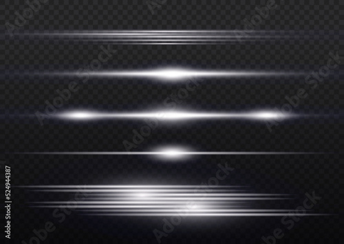 white horizontal beams, rays light, glowing line