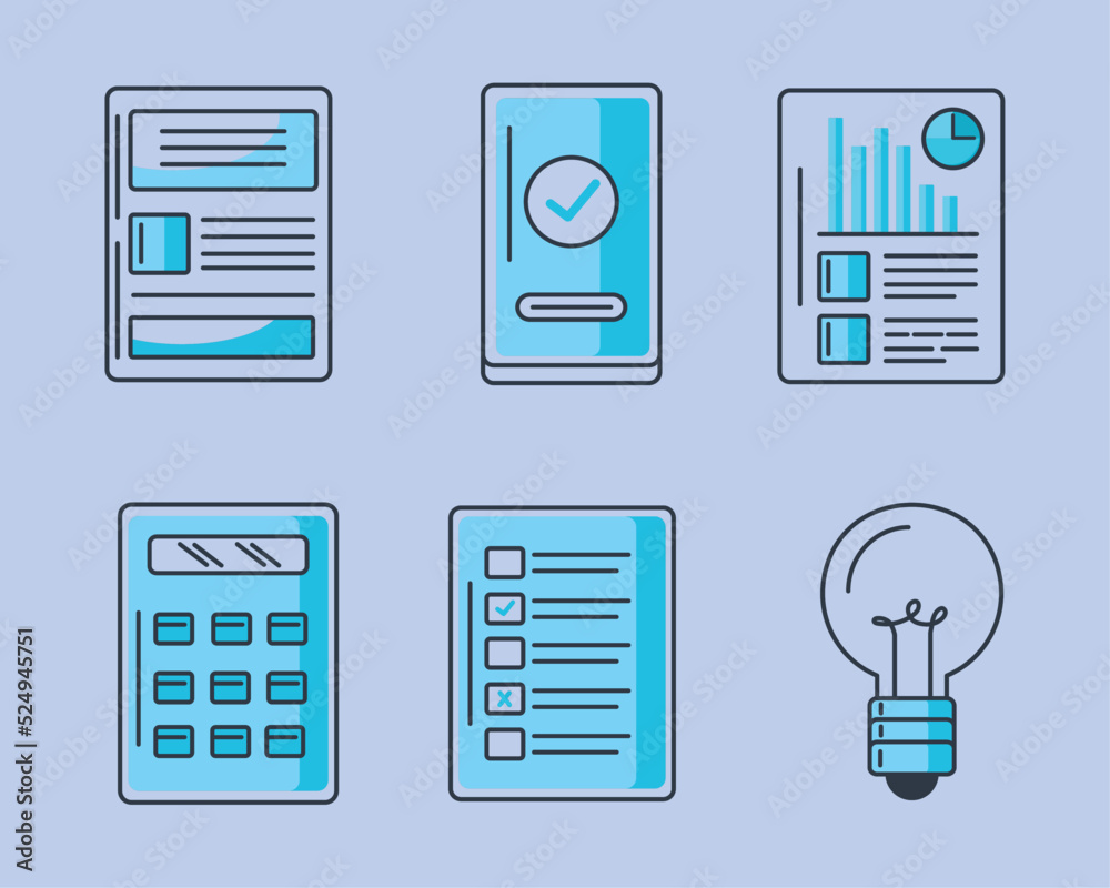 six research concept icons six research concept icons