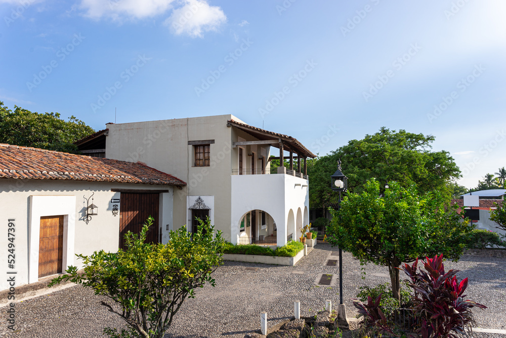 Fototapeta premium Old nogueras farm and old church of Nogueras, Comala, Colima, Mexico