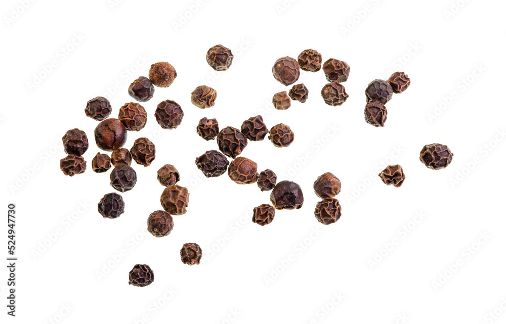Black Peppercorns on White Background Black Peppercorns on White Background