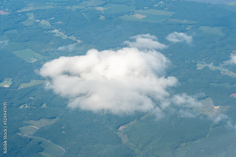 Aerial view of clouds over the Chesapeake Bay areas of Virginia and Maryland the Northern Neck and Delmarva Peninsula. 