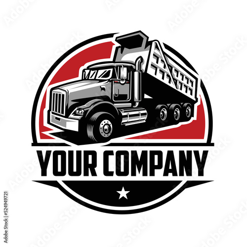 Dump truck company logo. Premium logo vector isolated. Best for trucking and freight related industry