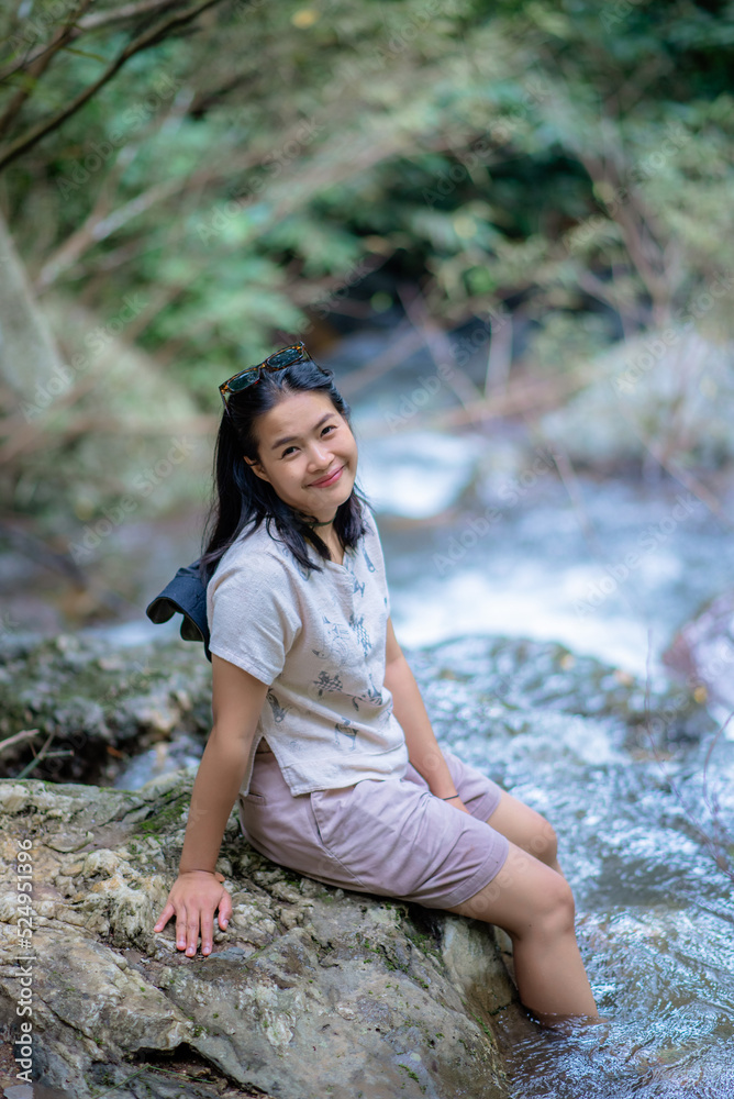 A vacation to a waterfall in the middle of the forest in the high valley. A vacation to a waterfall in the middle of the forest in the high valley.