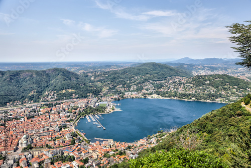 Aerial and panorama views of Lake Como, Italy