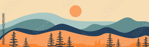 Bild auf Leinwand landscape illustration , nature landscape background