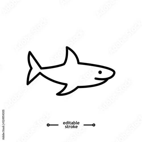 Shark icon. Sea dangerous predator. Angry animal vector, sign, symbol, logo, illustration, editable stroke, flat design style isolated on white linear