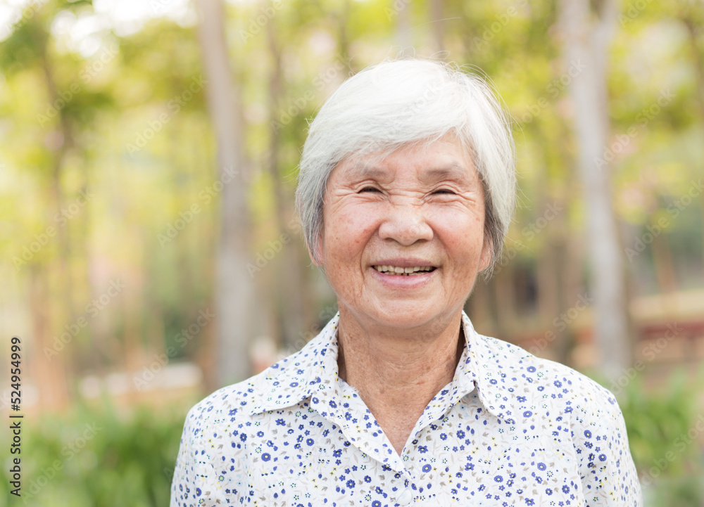 old Asian female on nature background, she feeling happy and smile old Asian female on nature background, she feeling happy and smile
