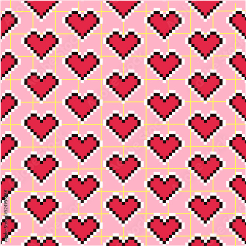 cute pattern heart pixel aesthetic gamer kawaii photo