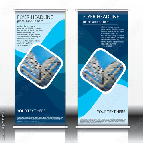 Roll up banner design template, vertical, corporate background, pull up design, modern retractable banner, rectangle size