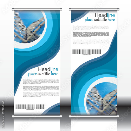 Roll up banner design template, vertical, corporate background, pull up design, modern retractable banner, rectangle size