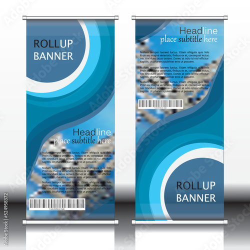 Roll up banner design template, vertical, corporate background, pull up design, modern retractable banner, rectangle size