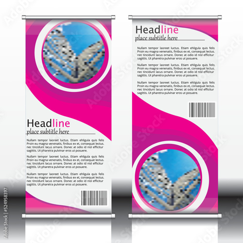 Roll up banner design template, vertical, corporate background, pull up design, modern retractable banner, rectangle size