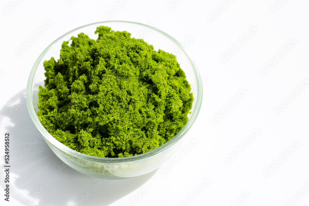 Wolffia globosa or Water Meal on white background. Wolffia globosa or Water Meal on white background.