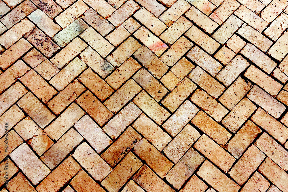 Outdoor brick tiles. Garden pavement StockFoto Adobe Stock