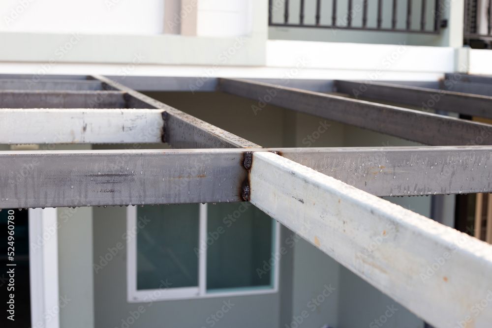 Steel roof structure. Build a room addition Steel roof structure. Build a room addition