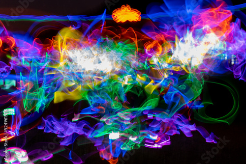 Light painting with multiple glow sticks photo