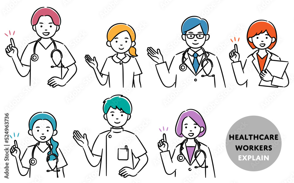 Simple illustration set of medical workers Simple illustration set of medical workers