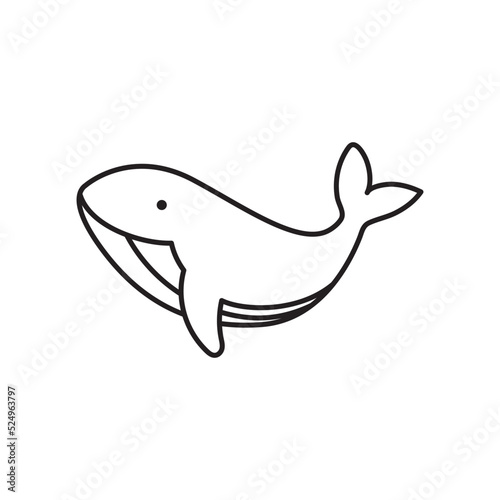 Whale line art icon design template vector illustration