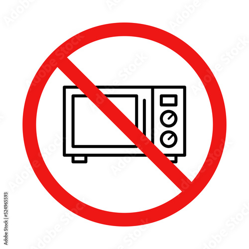 Vector No Microwave Sign on White Background