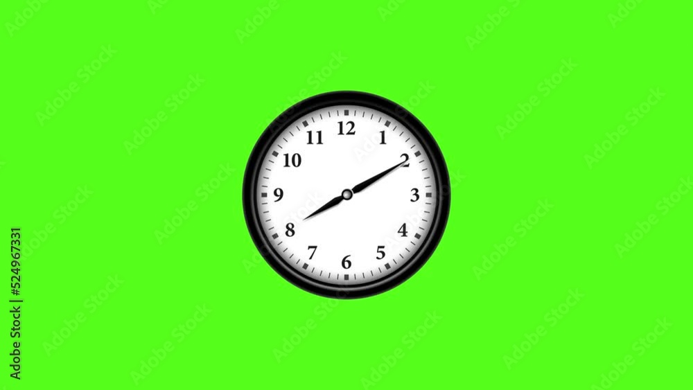 Times fly - Time Flies animation - Wall Watch Icon on Green screen background with time passing fast - Time passes fast 4K animation sign on Chroma key background