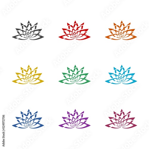 Fototapeta Naklejka Na Ścianę i Meble -  Lotus flowers or yoga floral symbol. Set icons colorful