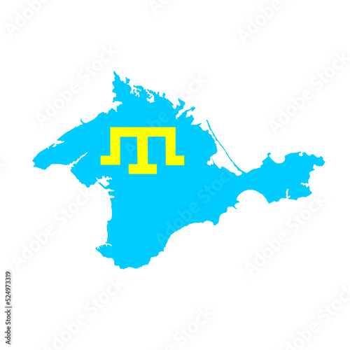 Map of Crimea. Ukrainian Crimea with the flag of the Crimean Tatars. Island in the south of Ukraine, vector. photo