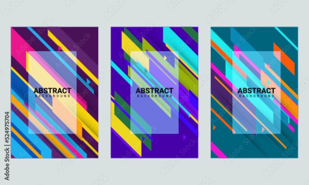 set of abstract and colorful covers with shapes