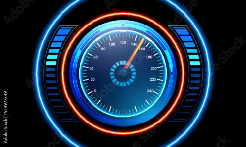 Neon car speedometer. Vector illustration