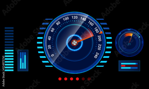 Realistic car dashboard speedometers