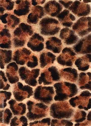 Cheetah and jaguar watercolor print. Exotic wild fur skin texture. Watercolor leopard skin background hand painted.