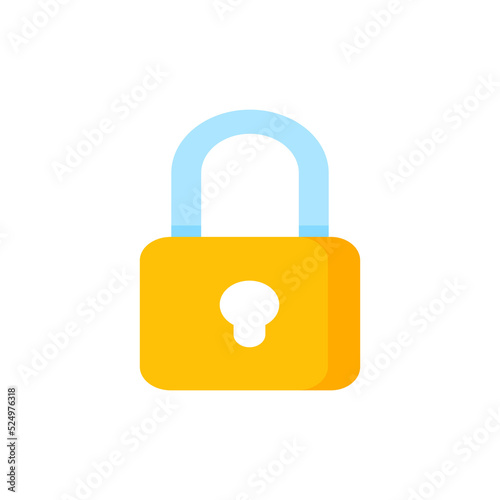 yellow padlock for locking the information on the computer data encryption concept