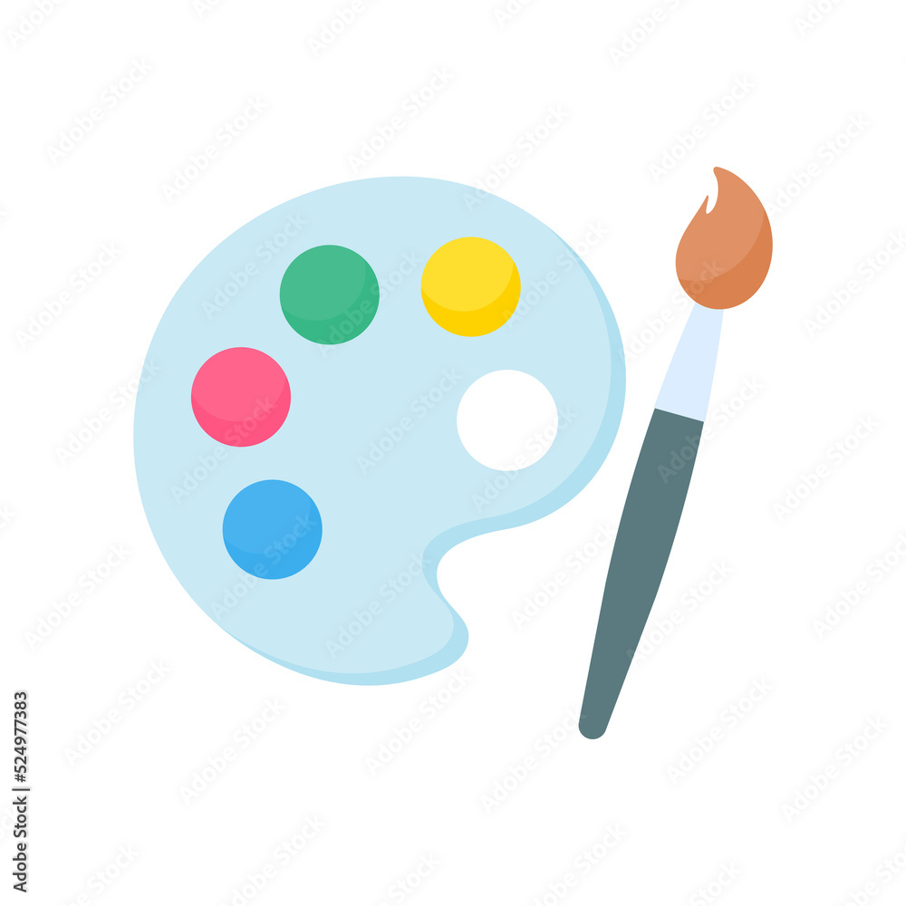 A set of brush heads and paint buckets for creating art from the artist's creativity. A set of brush heads and paint buckets for creating art from the artist's creativity.