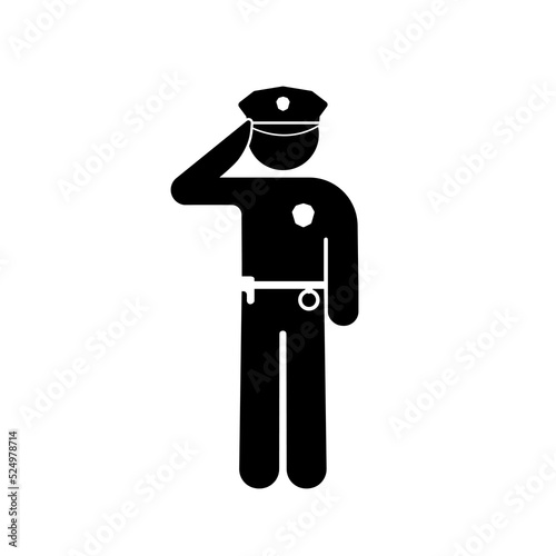 policeman icon, police officer pictogram, isolated vector silhouette