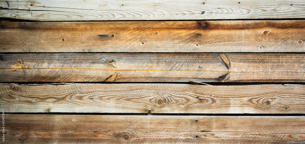 Obraz premium old brown rustic dark wooden texture - wood background panorama long banner